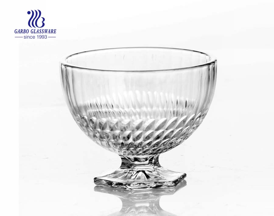 Clear Dessert Dish Glass Ice Cream Cup With Stem