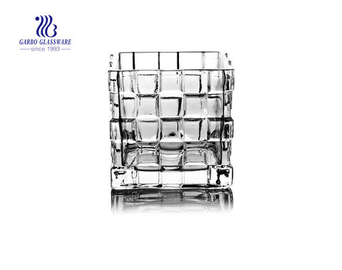 Square Shaped Clear Glass Candle Holder For Decoration Use 