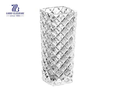 Vaso da fiori decorativo in vetro trasparente da tavolo con design con incisione a diamante