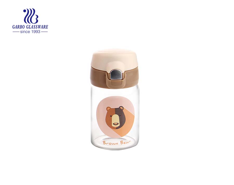 280ml hot sale small glass water bottle for hot tea drinking with metal lid and infuser