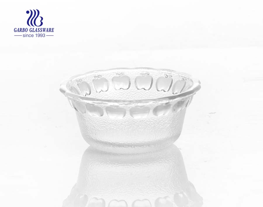 Wholesale High White Quality 7 inch Engraved Glass Salad Fruit Bowl