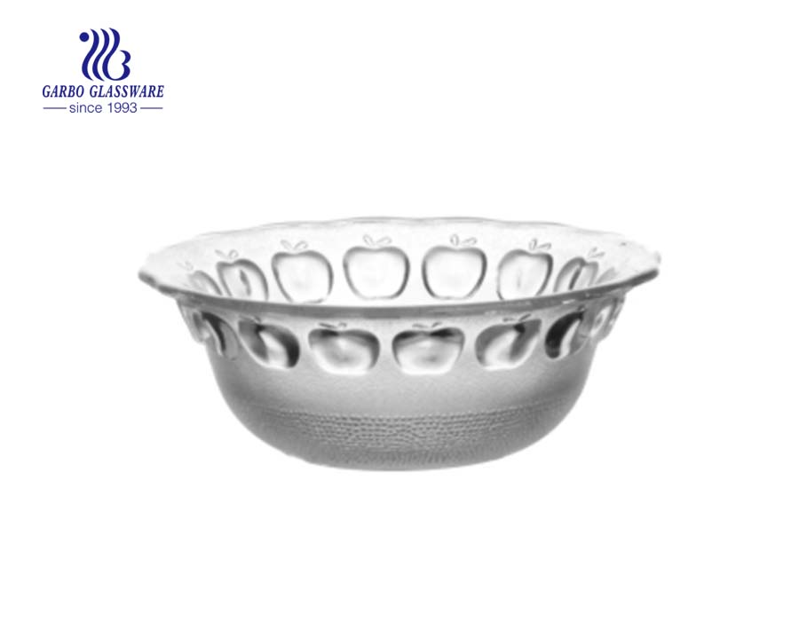 Wholesale High White Quality 7 inch Engraved Glass Salad Fruit Bowl