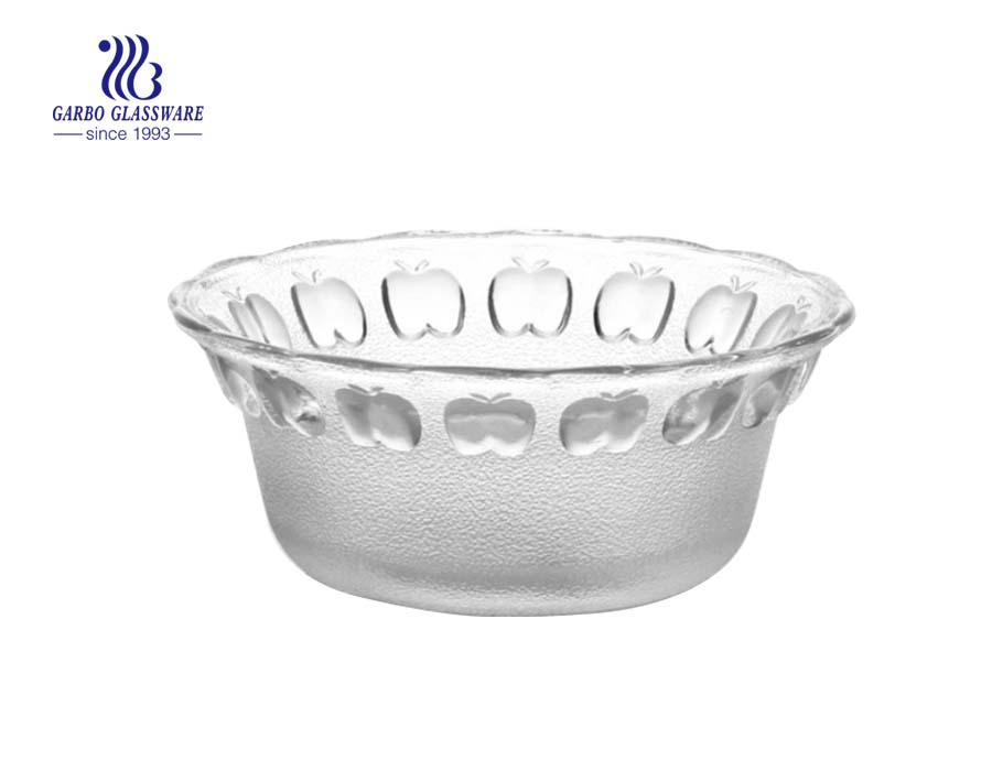 Wholesale High White Quality 7 inch Engraved Glass Salad Fruit Bowl