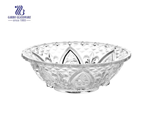Wholesale High White Quality 7 inch Engraved Glass Salad Fruit Bowl