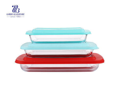 Pyrex 3PCS Rectangular Bakeware Set con tapa de silicona