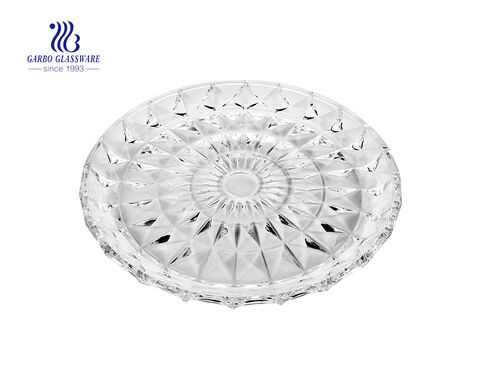 Home decoration big diamond patterned transparent glass fruit plate