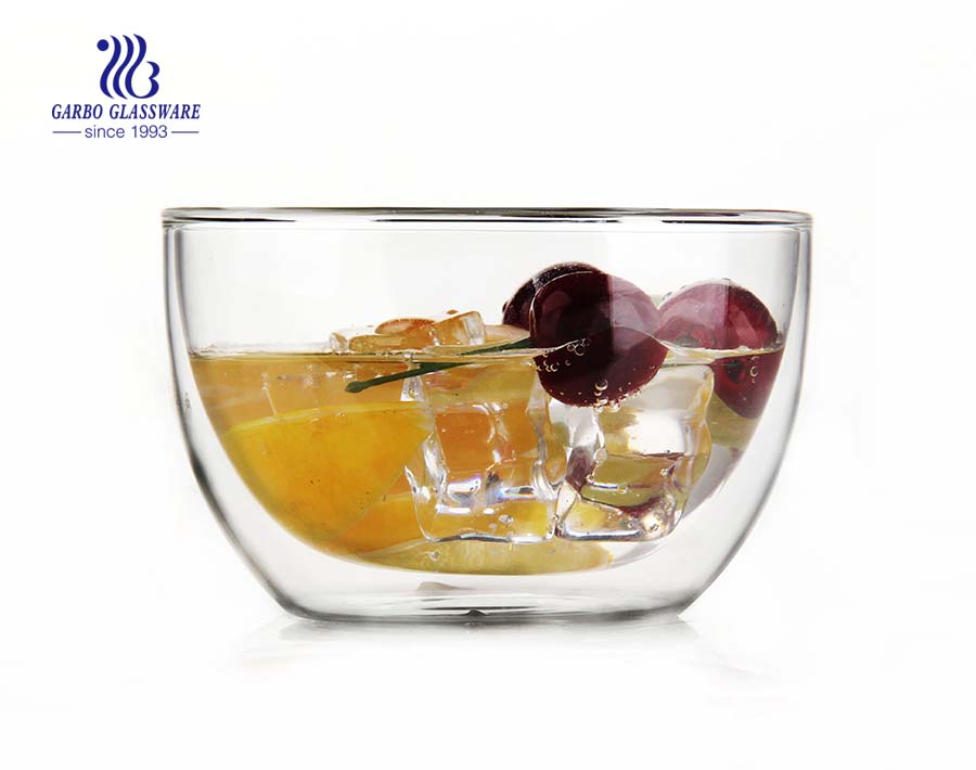 LFGB Test PASS heat resistant double wall glass bowl