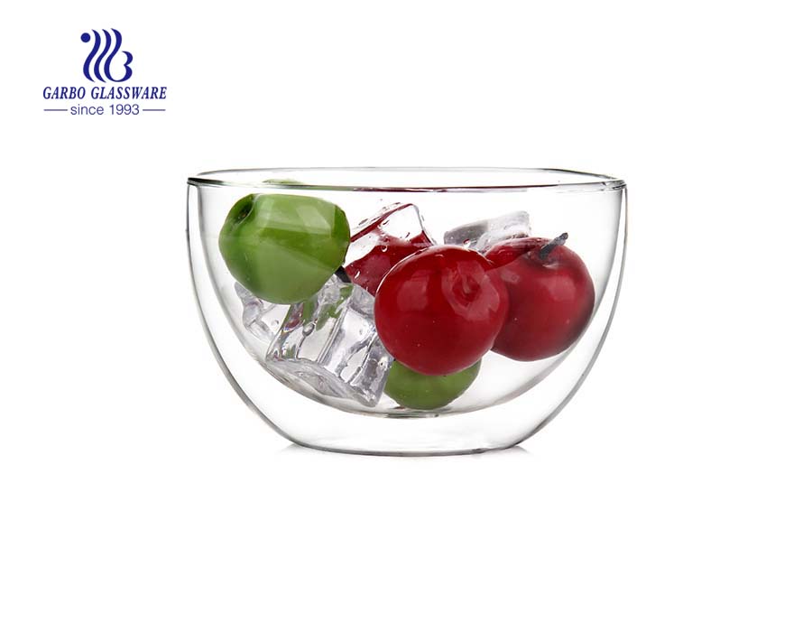 LFGB Test PASS heat resistant double wall glass bowl