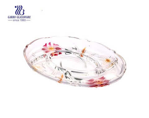 12.5 '' vidro decorado prato dividido