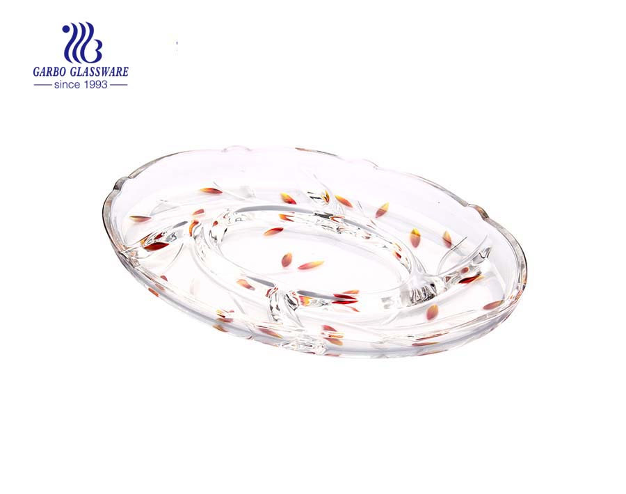 12.5'' Decorated Glass Divided Dish