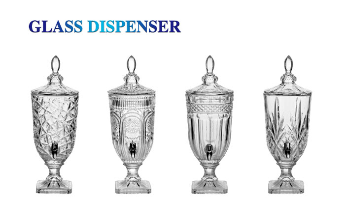 Distributeurs de jus classiques en verre cristal