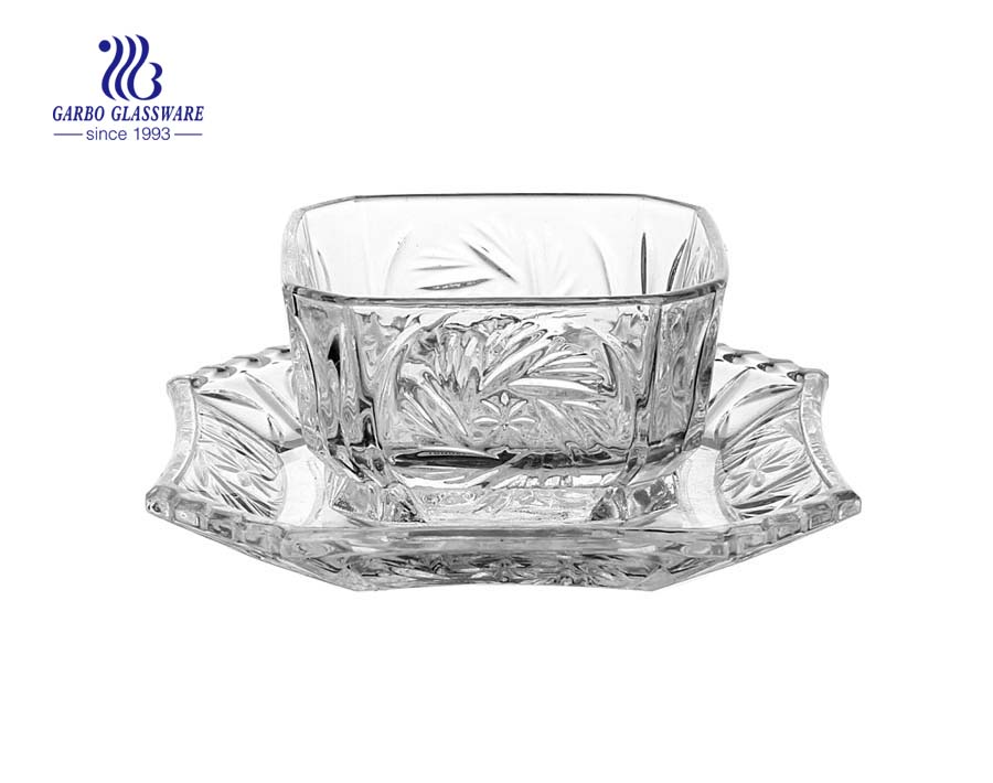 Wholesale 5inch unique shape clear crystal glass salad bowl