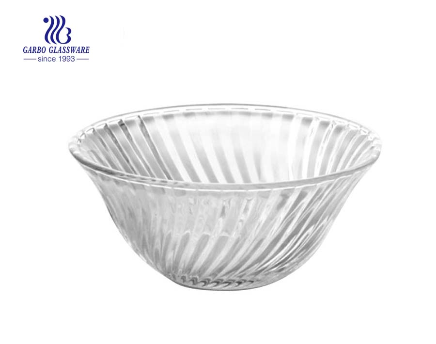 Chinese Manufacturer Direct Water Ripple Design 1800ml Glass Salad Fruit Bolw