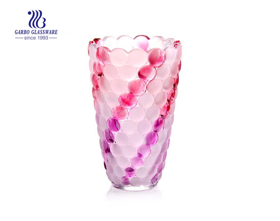 Frosted Spray Color Big Home Decorative Glass Flower Vase 