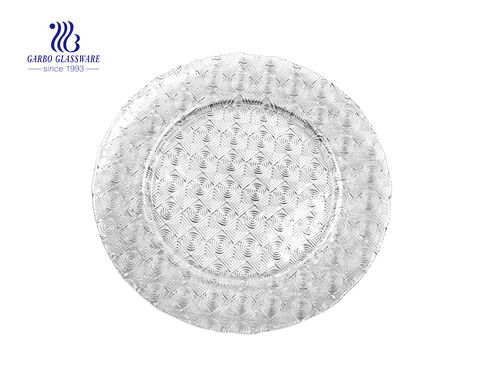 Venta al por mayor Majestic 13inch hotel plato de postre de ensalada de vidrio transparente con alta calidad