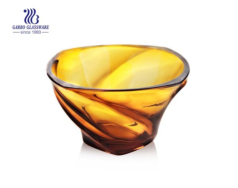 8.8'' Amber Color Glass Bowl for Fruit Serving