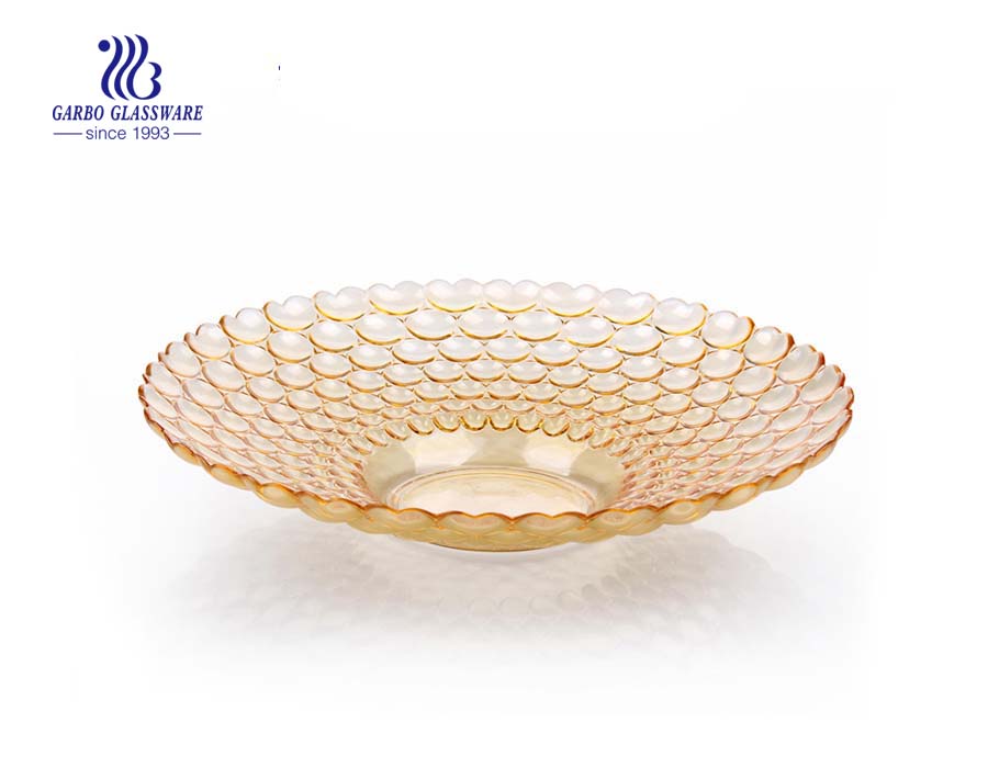 15.75'' Amber Color Elegant Glass Plate for decoration