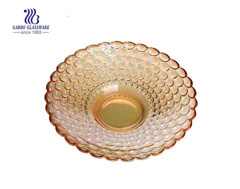 15.75'' Amber Color Elegant Glass Plate for decoration