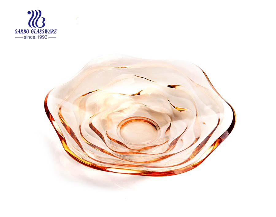 15.75'' Amber Color Elegant Glass Plate for decoration