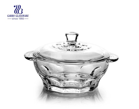 700ml Glass Serving Salad Bowl Dessert Bowl with Lid Fruit Transparent Container Storage