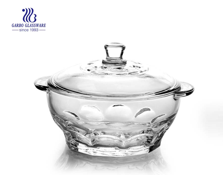 700ml Glass Serving Salad Bowl Dessert Bowl with Lid Fruit Transparent Container Storage