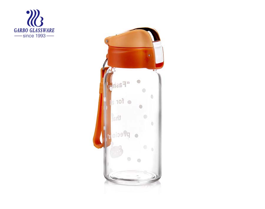 Hot Sale 350ml Glass Water Bottle With Colored Lid