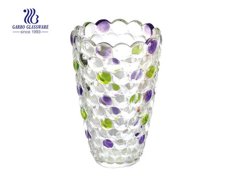 Large Spray Color Frosted Tulip Flower Design Glass Vase 