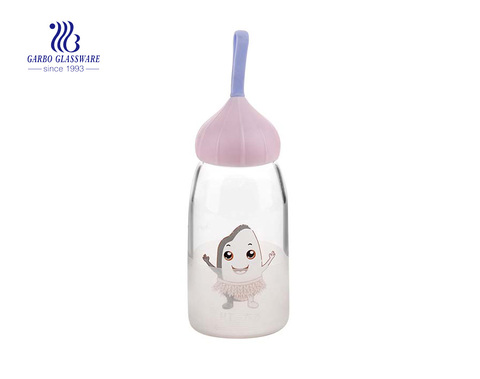 Cute Heat Resistant Borosilicate Glass Bottle With Lid 