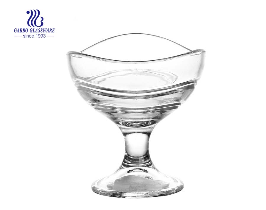 Classic hand design glass ice cream cup with factory price