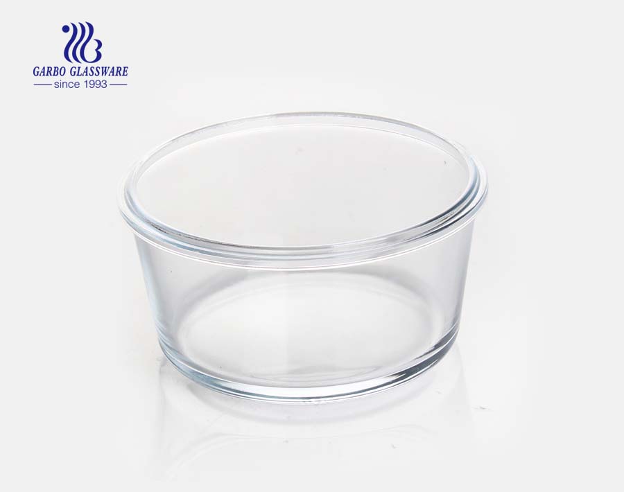 Bacia redonda do armazenamento do recipiente de vidro do alimento do borosilicato de 250ml com tampa