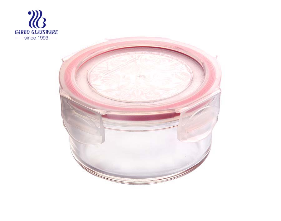 250ml Borosilicate round food glass container storage bowl with lid
