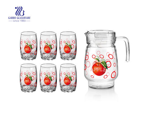 Family use 7pcs apple/orange/strawberry printing water glass drinking set