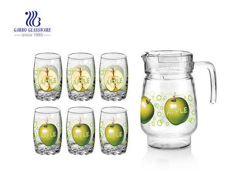 استخدام الأسرة 7 قطع التفاح / البرتقال / الفراولة الطباعة الزجاج مجموعة مياه الشرب