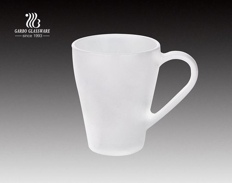 Tasse en verre d'opale blanche élevée de 380ml pour le restaurant et la maison utilisés