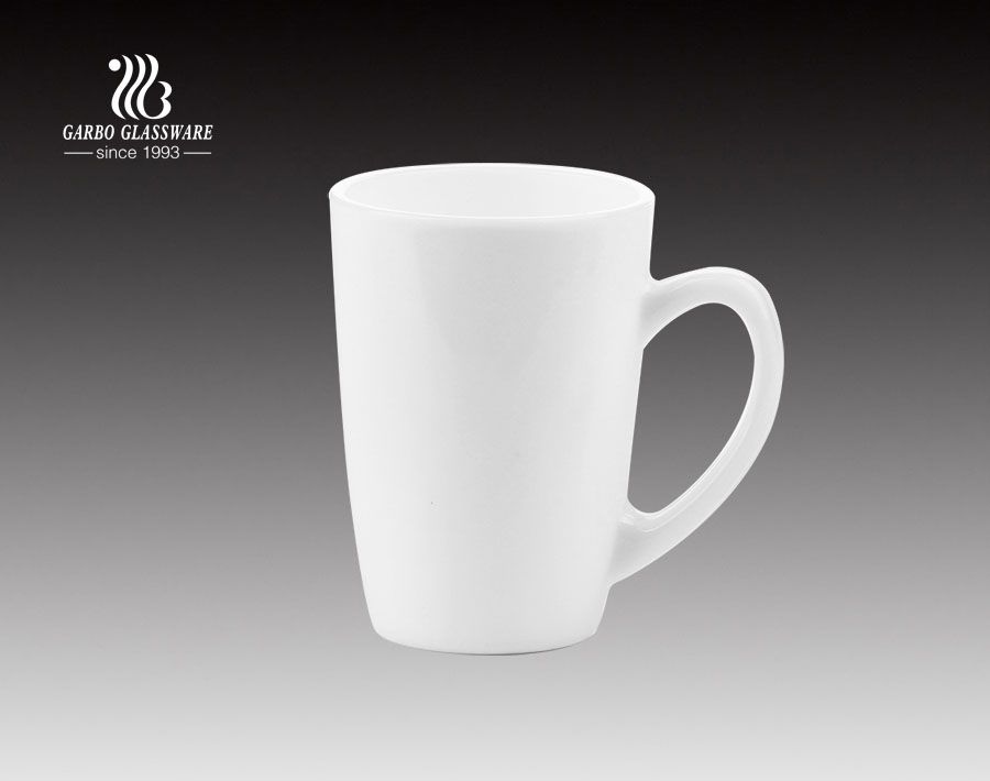 380 مل مقبض شاي فنجان قهوة أسود أوبال زجاج القدح للاستخدام المنزلي