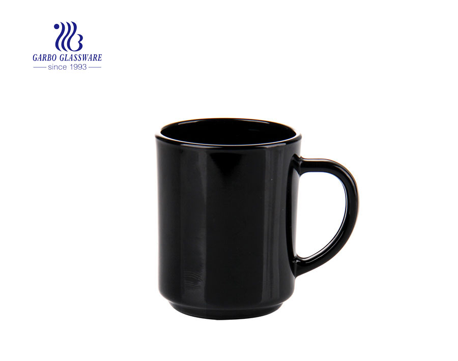 380ml Handgrip Coffee Tea Cup Black Opal Glass Mug For Home Used 