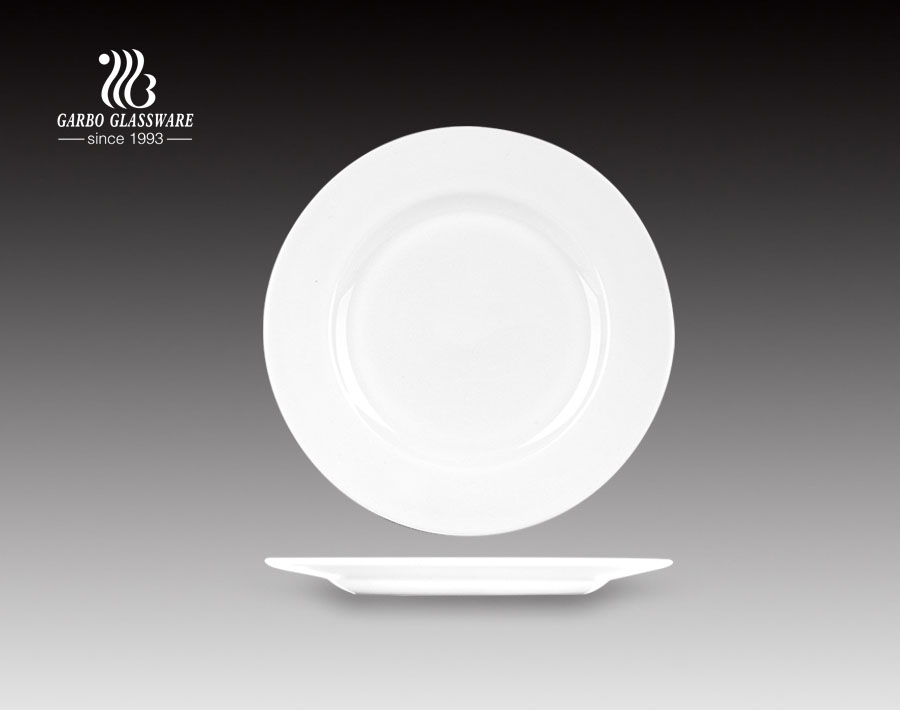 Plato de cena popular de cristal opal de diseño elegante de 10 pulgadas para restaurante