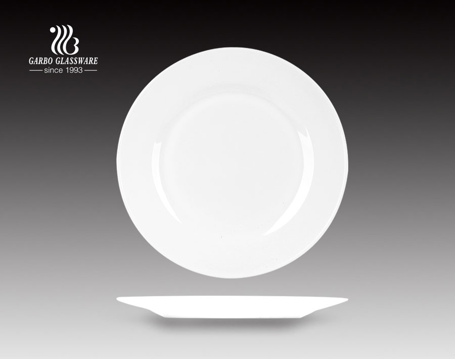 Plato de cena popular de cristal opal de diseño elegante de 10 pulgadas para restaurante