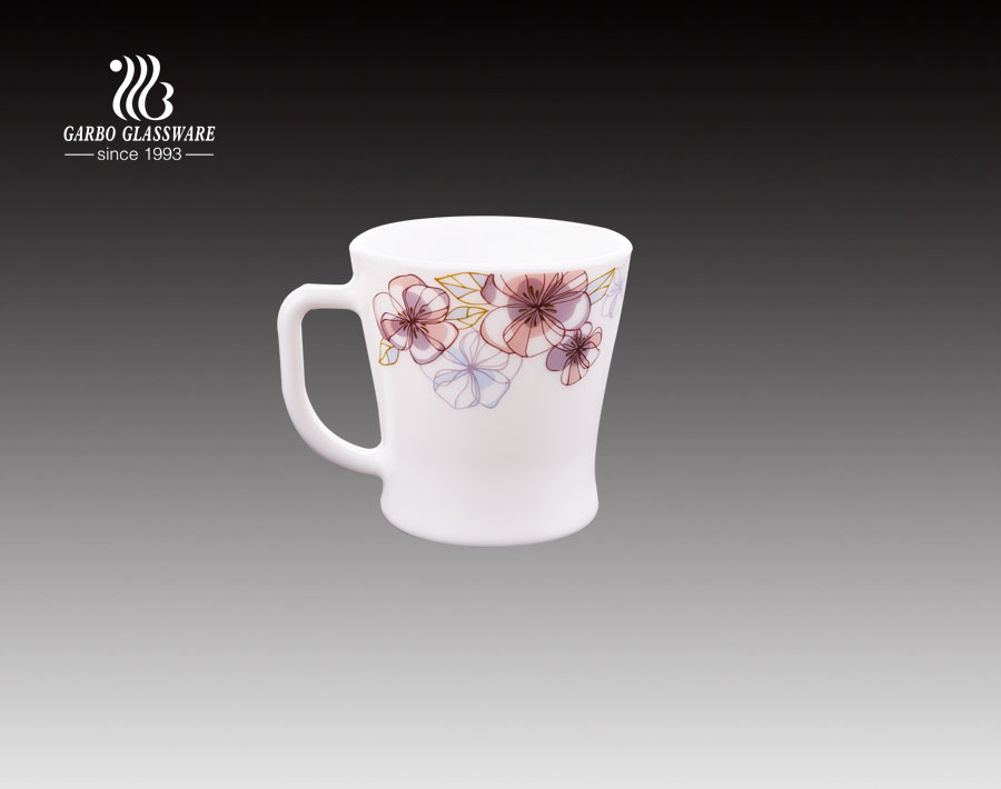 Tempering Opal Glass Mug Customized Decal Handle Glass Cup