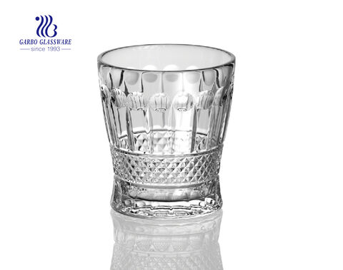 Diamond design 9oz engraved glass juice tumbler