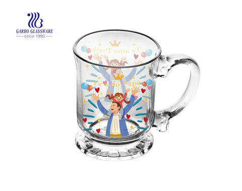 Tazas de café de vidrio de 450 ml con decoración para Feliz Navidad