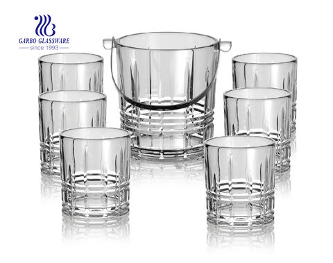 Vente en gros Diwali promotion haute blanc verre glace seau ensemble