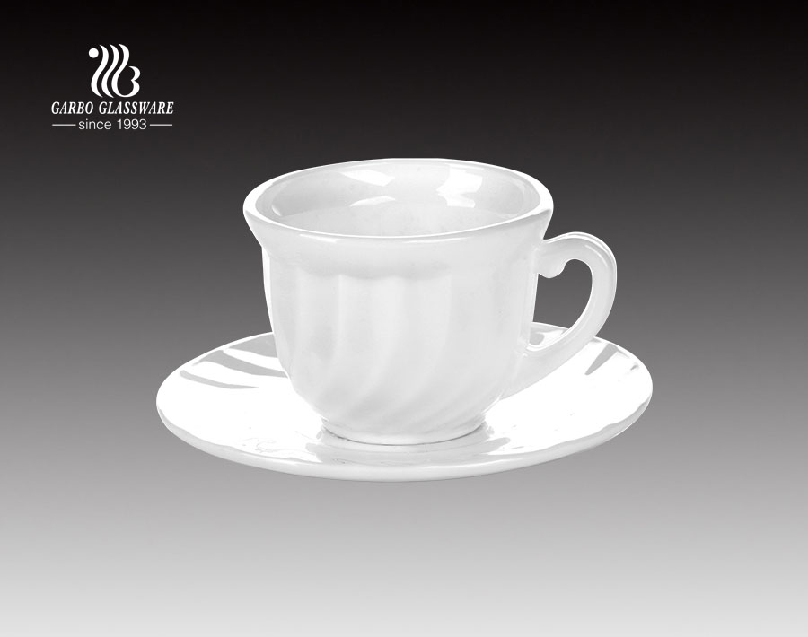 190ml Opal Glas Teebecher mit individuellem Aufkleber hitzebeständige Kaffeetasse mit Hadle