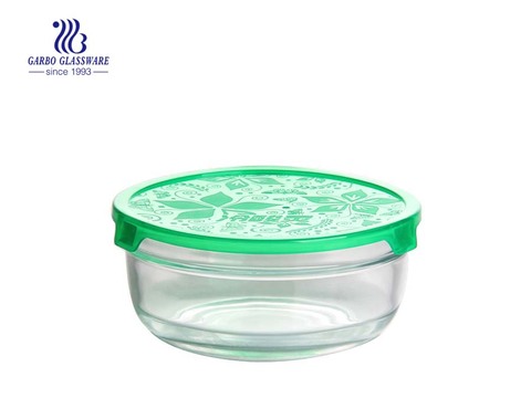 6 inch soda-lime economical glass food container storage bowl with plastic lid