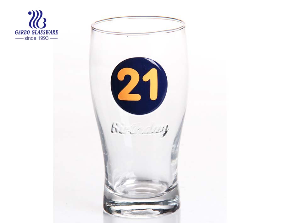 580ml decals beer drinking blowing glass cup 