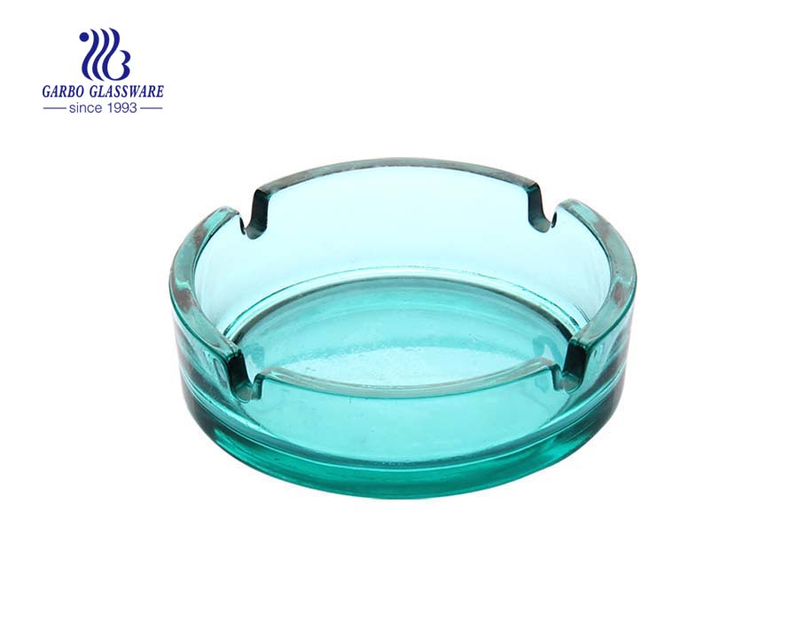 Cinzeiro de vidro cor azul sólida no cinzeiro com design personalizado