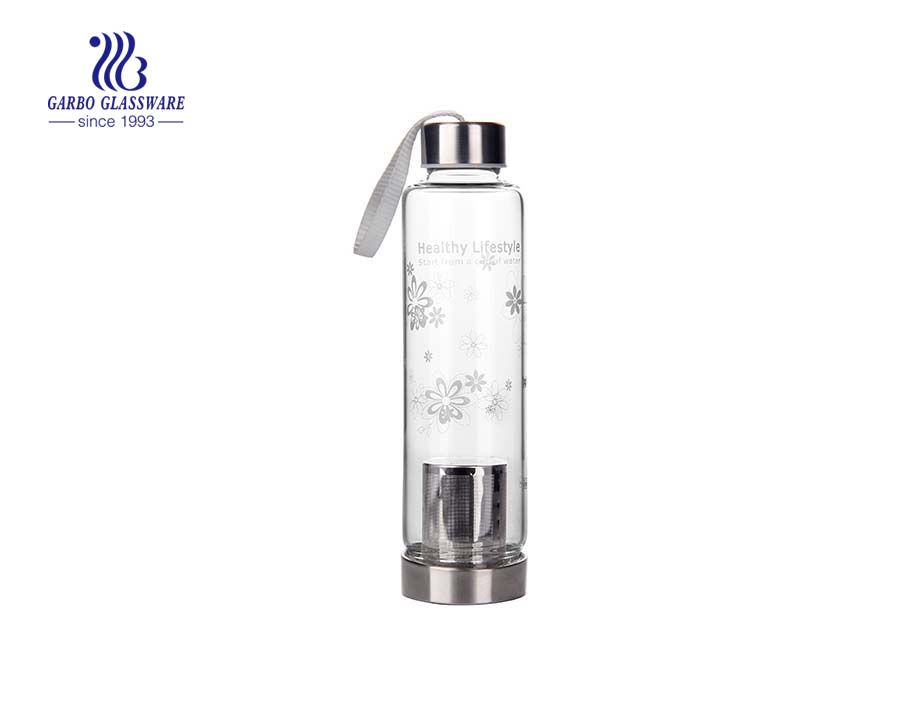 320ml Elegant Design Pyrex Glass Water Bottle 