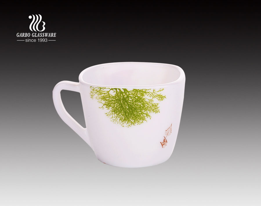 茶のための220ML白いオパールガラスマグの食器の夕食のマグカップ