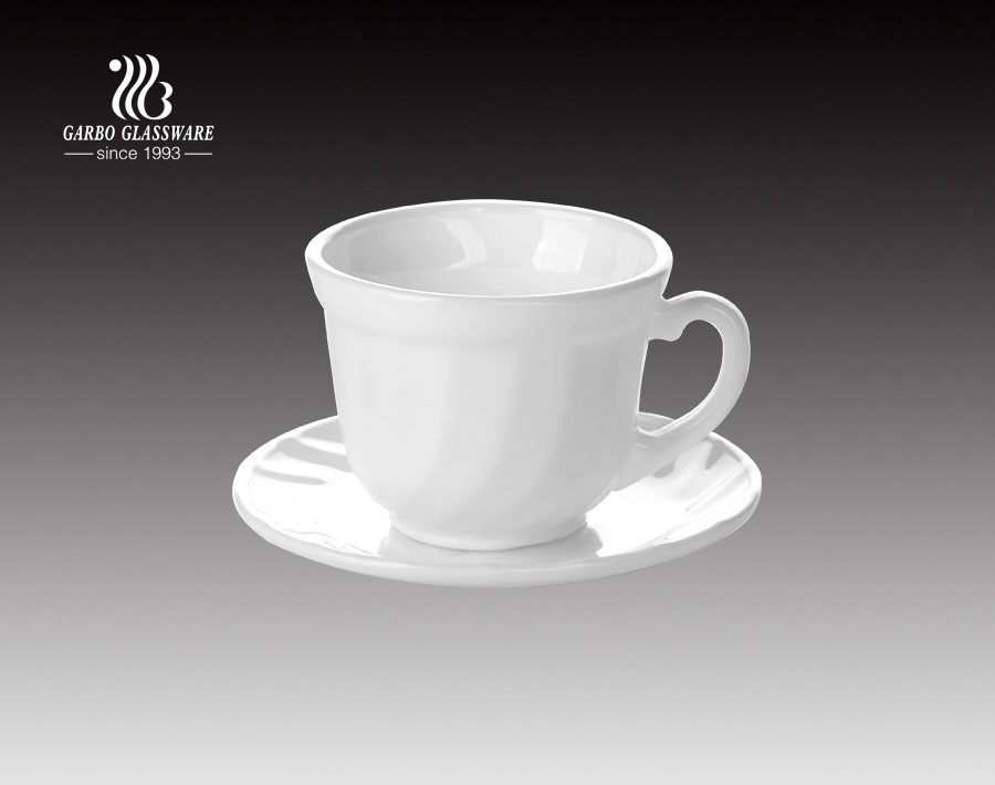 220ML Weißer Opalglasbecher Geschirr Abendessenbecher Tasse für Tee