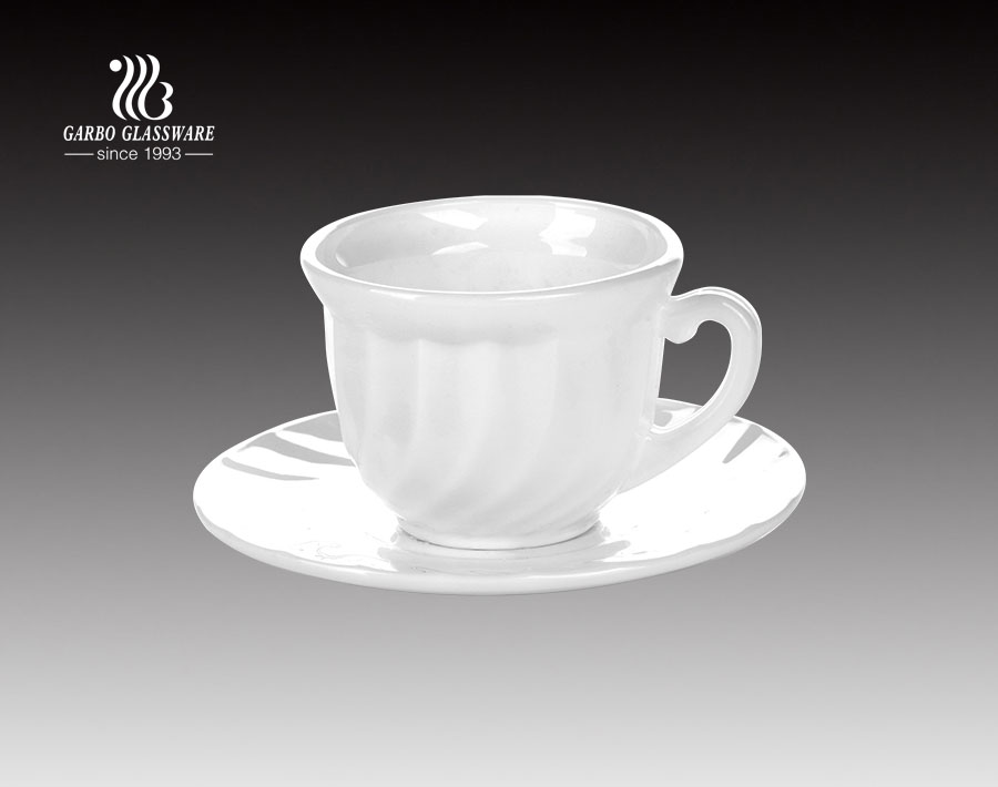 茶のための220ML白いオパールガラスマグの食器の夕食のマグカップ